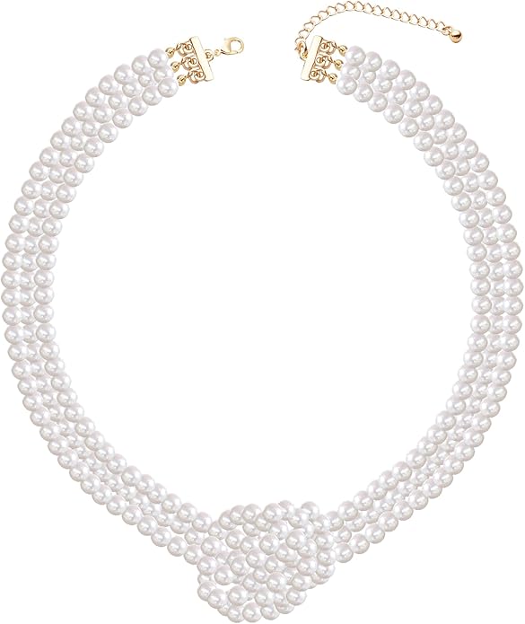 Statement Strand Imitation Pearl Necklace for Women 1980s