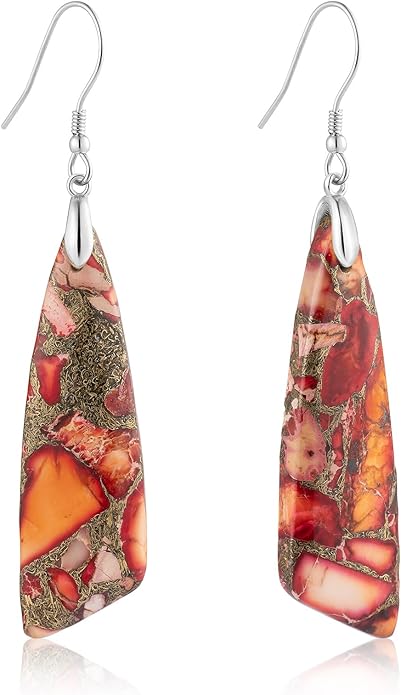 SELOVO Jasper Stone Earrings for Women Trendy Dangle Earrings Fishhook Drop Earrings