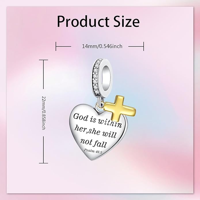 Birthday Fashion Love Heart Dangle Charm 925 Sterling Silver Charms fits Bracelets and Necklace Pendant Bead Charms Jewelry Present for Women Family Friends
