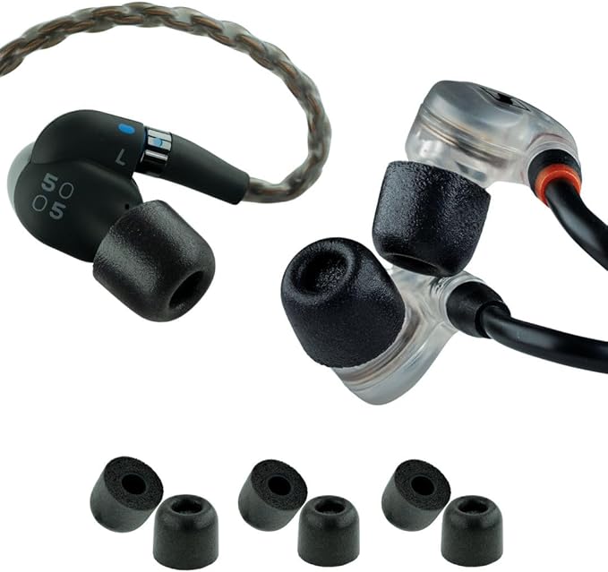 Comply 500 Core Series | Memory Foam Replacement IEM Ear Tips for KZ, Moondrop, FiiO Sennheiser & More | Superior Noise Isolation, Ultimate Comfort, Secure Fit | Oval, Black (S/M/L) (3 Pairs)