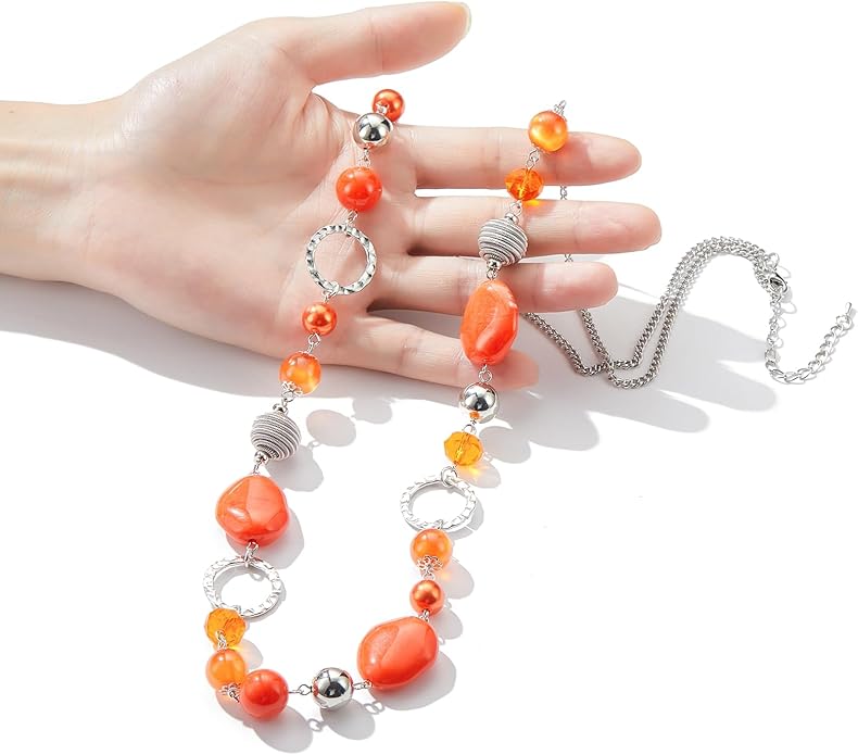 PEARL&CLUB Long Beaded Necklaces For Women - Sweater Chain Fashion Jewelry Necklace Gifts For Women