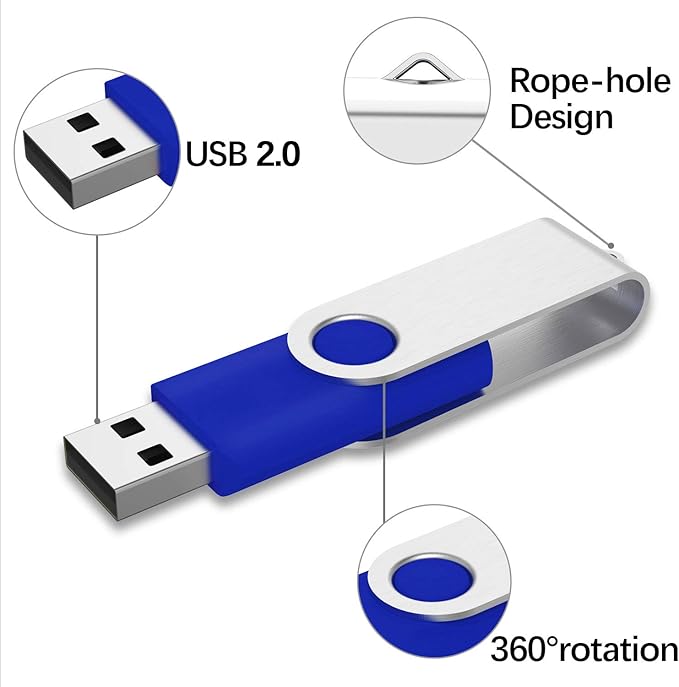 KEXIN 10 Pack 64GB USB 2.0 Flash Drive Thumb Drive, Blue