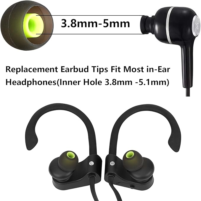 Silicone Replacement Earbud Tips Earbud Covers Ear Tips Fit for in-Ear Headphones (Inner Hole 3.8mm -5.1mm) Earbud Replacement Tips 9 Pairs