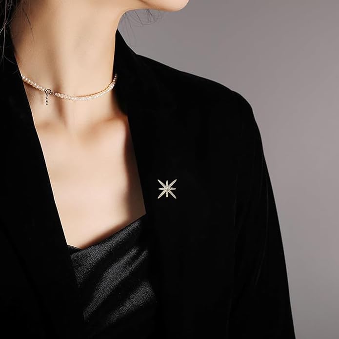 Pearl Flower Brooch for Women - Gold Plated Pearl Flower Pin Rhinestone Buttons Lapel Pin Jewelry - Valentine's Day Gift