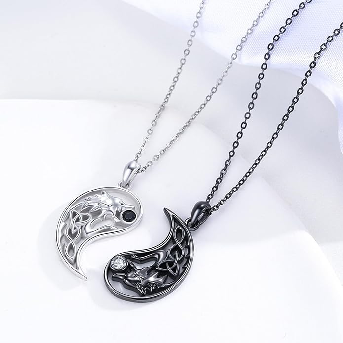 Couple Necklace S925 Sterling Silver for Women Men Mother and Daughter Matching Necklace Jewelry Gifts Birthday Valentine's Day Christmas Thanksgiving