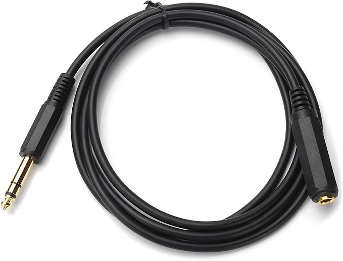 Disino 1/4 Inch Male to Female Stereo Extension Cable Gold Plated Quarter inch Headphone Extension Cable Cord- 6FT/1.8 Meters
