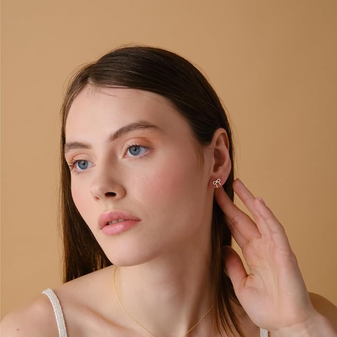 14K Yellow Gold Vermeil Earrings for Women, Hypoallergenic 925 Sterling Silver Minimalist Dainty Jewelry, CZ Accent Stud Hoop & Dangle Earrings, Gift for Her