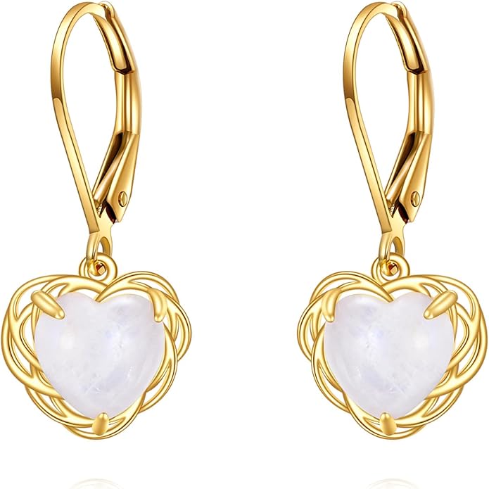 DOVRAN 10K 14K Solid Gold Leverback Earrings for Women Real Yellow Gold Filigree Dangle Earrings Trendy Jewelry Birthday Christmas Gifts for Wife Mom