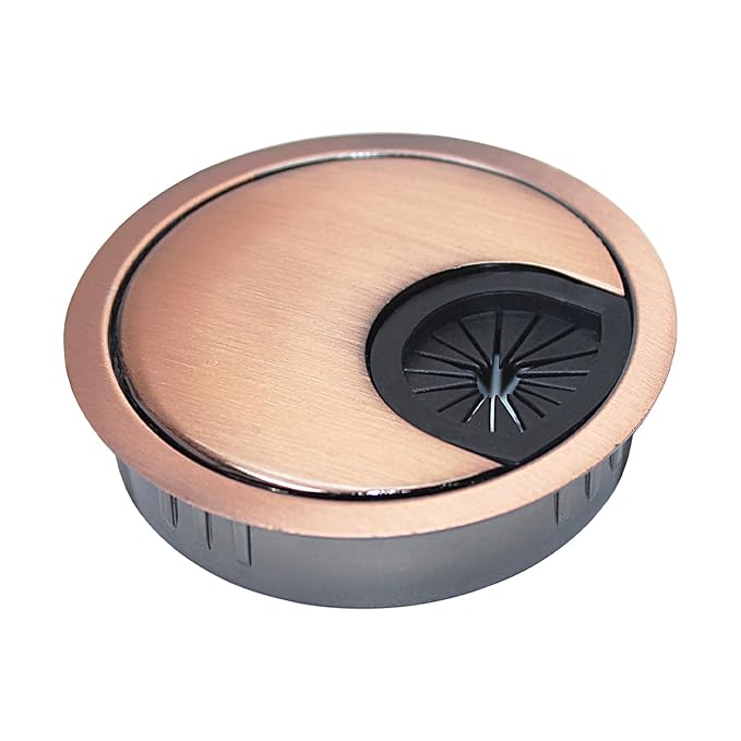 1 Pcs Desk Grommet 2" / 50 mm, Desk Cord Hole Cover, Cable Grommet Metal Zinc Alloy Materilal, Desk Hole Grommet for Home & Office Pc, Detachable Cable Cord Organizer-Copper Red