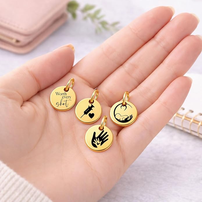 SM Design Pregnancy & New Baby Charm Set – Set of 4 Meaningful Stainless Steel Charms – Great for Crafting, Making Bracelets and Necklaces - Meaningful Keepsake Charms for Expecting & New Moms