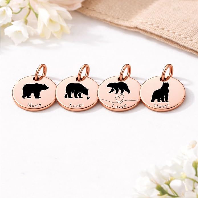 SM Design Mama Animal Charm Set – Set of 4 Stainless Steel Charms – Motherhood & Family Keepsake Jewelry Charmss