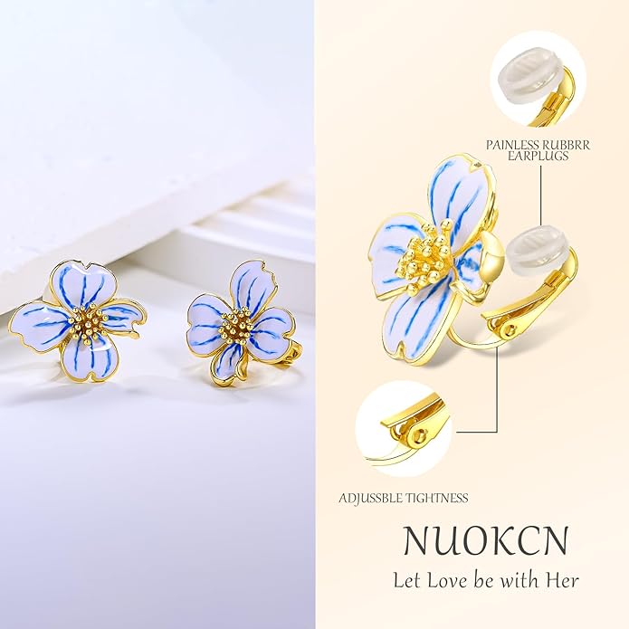 Clip on Earrings Women, 14K Gold Plated Earrings for Sensitive Ears, Fashion Women's Earrings Jewelry Birthday Gift for Wife Grandma Daughter Girls on Christmas Thanksgiving