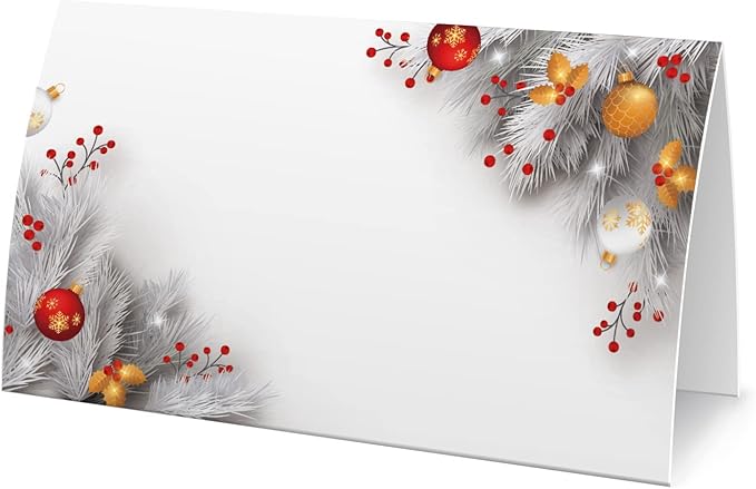 FZ-a51 Christmas Food Tent Labels (25 pack) - Table Place Cards, Perfect for Banquet, Buffet Food Label, Christmas Party