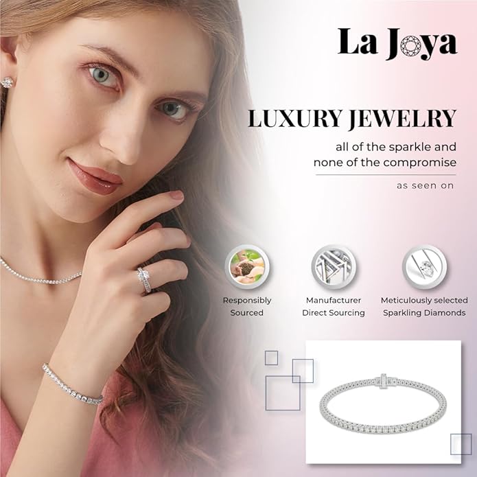Lab Grown Diamond Tennis Bracelet for women| 7 Inches Real 10K White Gold 2 & 3 Carat Bracelet | Dazzling Diamond Jewelry Gift for Women