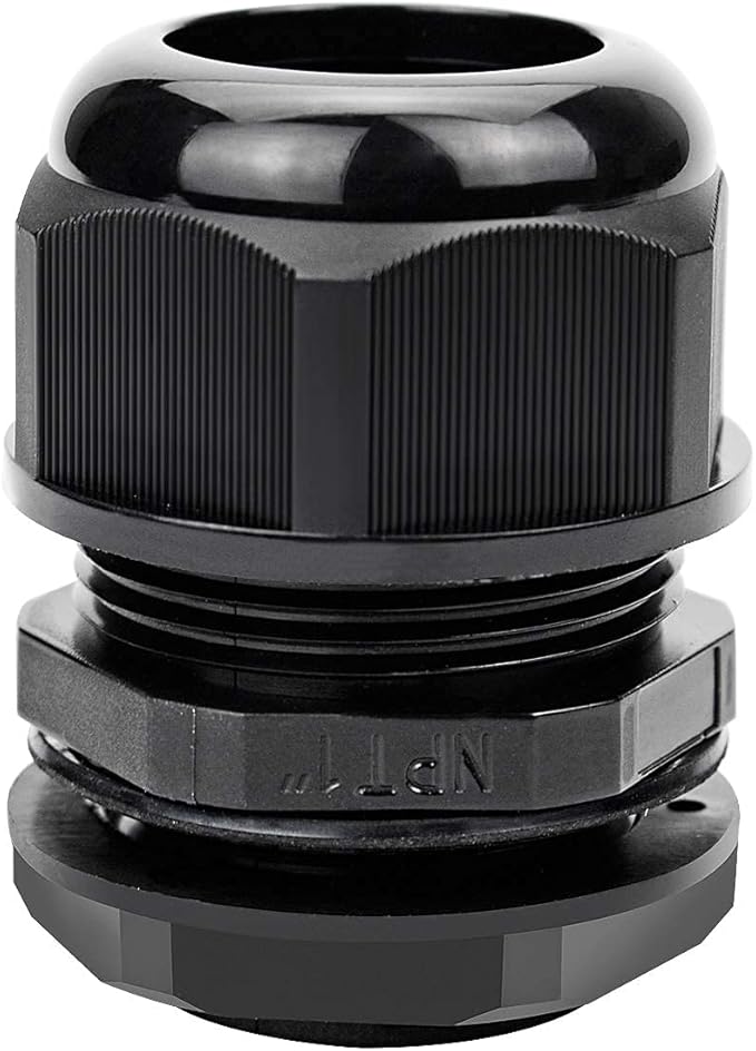 XHF 5 Pcs 1" IP68 Strain Relief Nylon Cord Grip Waterproof NPT Cable Glands Adjustable UL Listed and RoHS Compliant (Black)