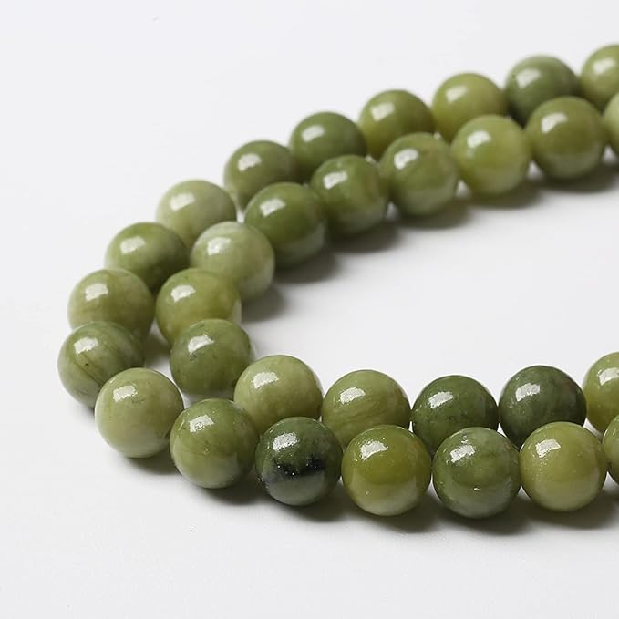 Natural Chinese Green Jade Beads Gemstone Round Loose Beads for Jewelry Making DIY Bracelet Necklace 12mm 32pcs 15" Inch