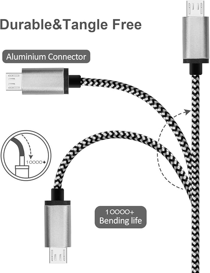 RoFI Micro USB Cable 15ft with 3A Fast Charging Extra Long and Extremely Durable Nylon Braided Charger Cord for Galaxy S7/S6/J8/J7 Note 5,Kindle,LG,PS4,Camera,Xbox One and More (Blue)