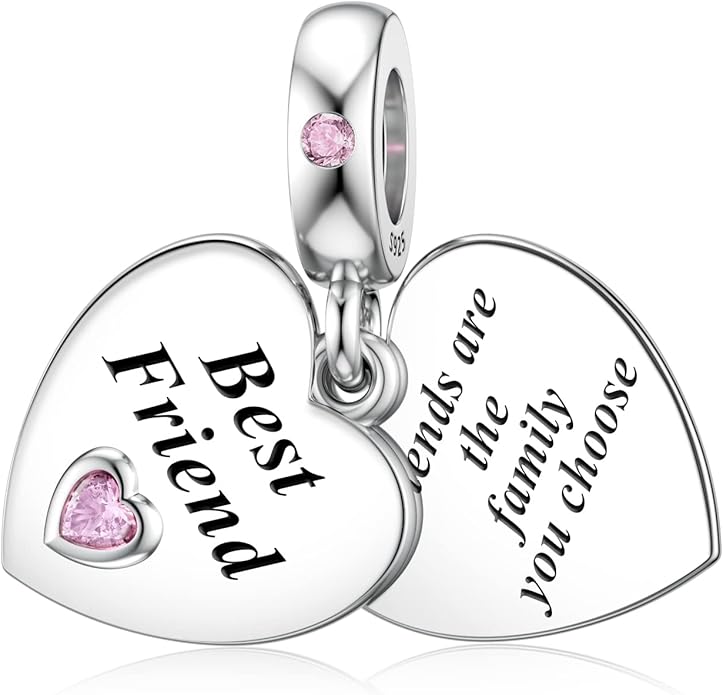 JIAYIQI Mother Sister Daughter Wife Charms Fit Charms Bracelet Necklace with Double Heart Love Charms 925 Sterling Silver Beads for Women Jewelry