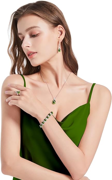 LMXXVJ Jewelry Set for Women,Teardrop Cubic Zirconia Necklace Earrings Adjustable Ring Bracelet Jewelry Set Formal Jewelry Gift