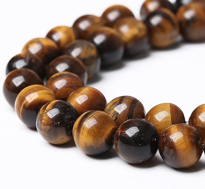 120PCS 6mm Natural Yellow Tiger Eye Stone Beads Semi Gemstone Round Loose Beads for Jewelry Making 32" 2 Strand DIY Bracelet Necklace Earrings