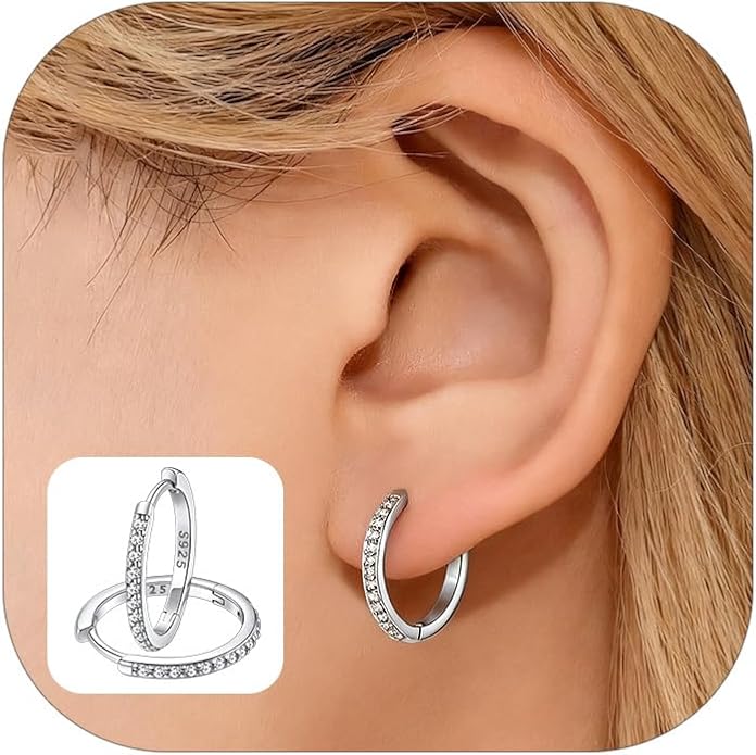 FaithHeart Sterling Silver Hoop Earrings for Women, Hypoallergenic Huggie Hoop Earrings Lightweight Small Cartilage Earrings Hoop Earring Dainty Everyday Earrings 6/8/10/12/14/15/16/18/20mm