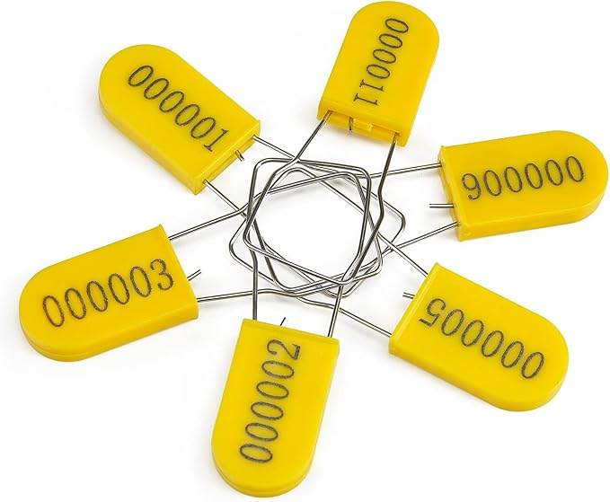50PCS Plastic Padlock Security Seals Metal Wire Padlocks Electric Meter Seal Disposable Anti-Tamper Lock Numbered Anti Tamper Tag Hasps Yellow