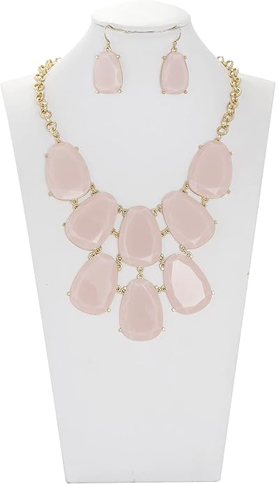 Firstmeet Chunky Bubble Statement Collar Necklace with Earrings for Women