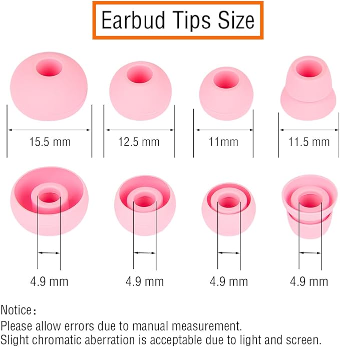 4 Pairs Silicone Earbud Tips Replacement Earbuds Cap Ear Tips Compatible with Powerbeats 1/2/3 Wireless Beats by Dre Headphones,(Pink)