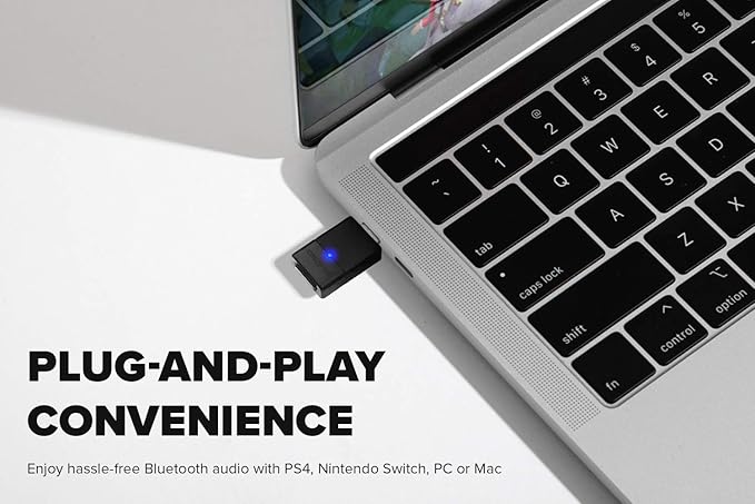 Creative BT-W3 Bluetooth 5.0 USB-C Audio Transmitter, aptX LL and aptX HD, 3.5 mm Analog Mic for Voice Chat Support, Codec Indicator and Selection, Plug-and-Play for PS4, Nintendo Switch, PC, and Mac