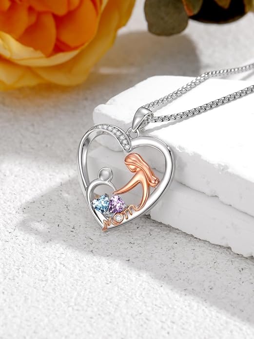 Valentines Day Gift for Mom Mother Daughter Necklace Birthstone Necklaces for Women Anniversary Jewelry Valentine Mothers Day Christmas Birthday Gifts for Mom Women Her Wife Girlfriend