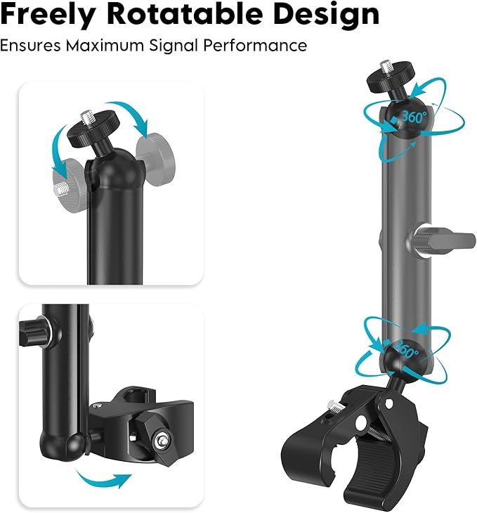 XLTTYWL 2025 Starlink Mini Pole Mount Kit, Aluminum Mini Starlink Tripod Adapter with 1/4"-20 & 3/8"-16 Thread and Adjustable Clamp Bracket for Star Link Mini Dishy RV, Camper, Roof Rack, Balcony
