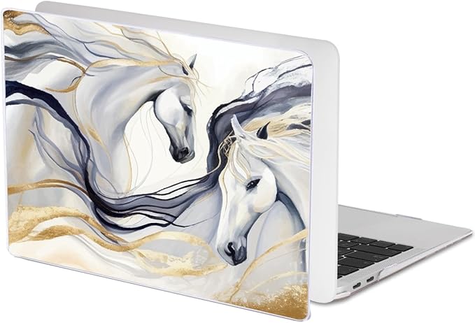 Compatible with 2021 2020 2019 2018 MacBook Air 13 inch Case M1 A2337 A2179 A1932 Retina Display Touch ID, Crystal Clear Pattern Plastic Hard Shell Case for Mac Air 13 M1 2021, Unique Horse