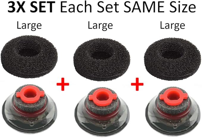 3X Ultra Comfort Eartips Ear Buds Replacement Earphone Ear Tips Kits Earpads Foam Set Cushion for Plantronics Voyager 5200 5220 5210 Series Bluetooth Headset Headphone (Large L)