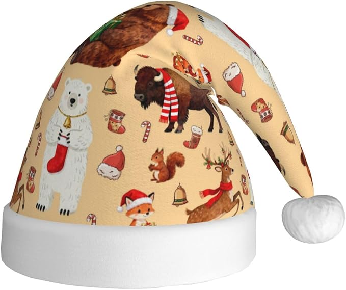 Christmas Santa Hat for Adults,Holiday Unisex Xmas Hat for New Year Party Headwear
