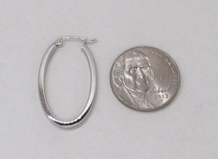14K Gold Oval Hoop Earrings, (31-52mm) (2mm Tube)