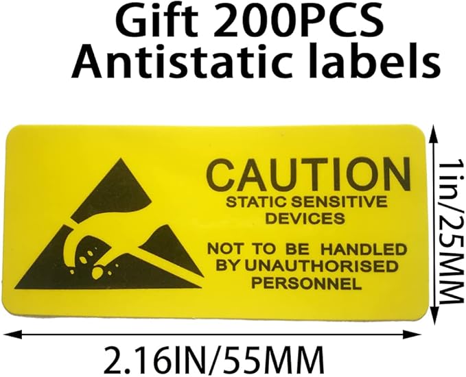 200pcs Anti Static Bags,ESD Bags 3.93X5.9in/10X15cm Resealable for SSD HDD with 200pcs Labels,Translucent Antistatic Bag for Varieties of Electronic Device