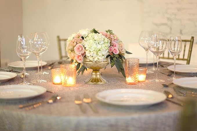 Metal Vases for Table Centerpieces, Hewory Gold Compote Pedestal Vase Floral Container Bulk, Brass Mini Footed Bowl Flower Holders Center Pieces for Wedding Birthday Party Anniversary (10pcs, 5in)