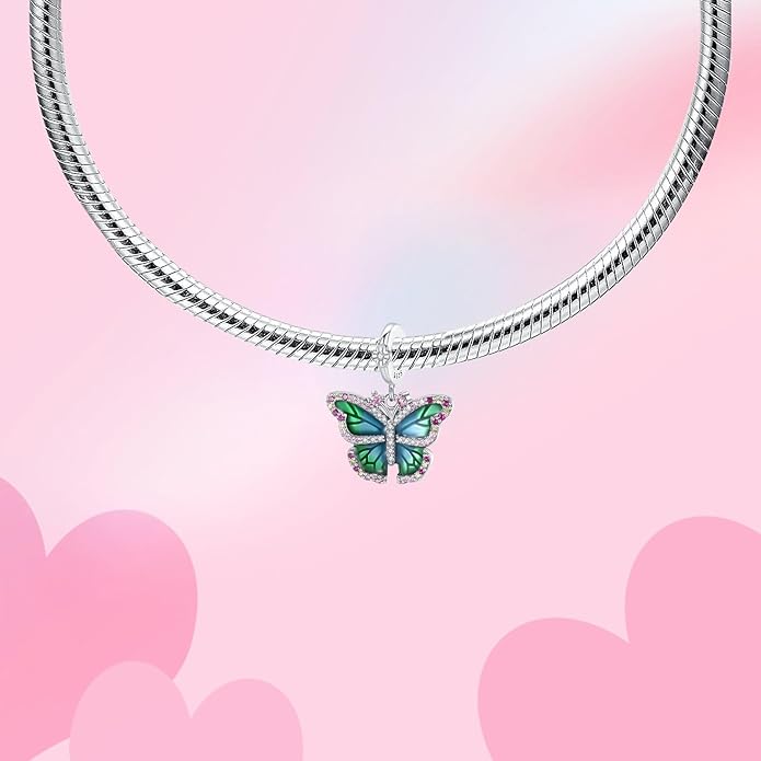 Birthday Fashion Love Heart Dangle Charm 925 Sterling Silver Charms fits Bracelets and Necklace Pendant Bead Charms Jewelry Present for Women Family Friends