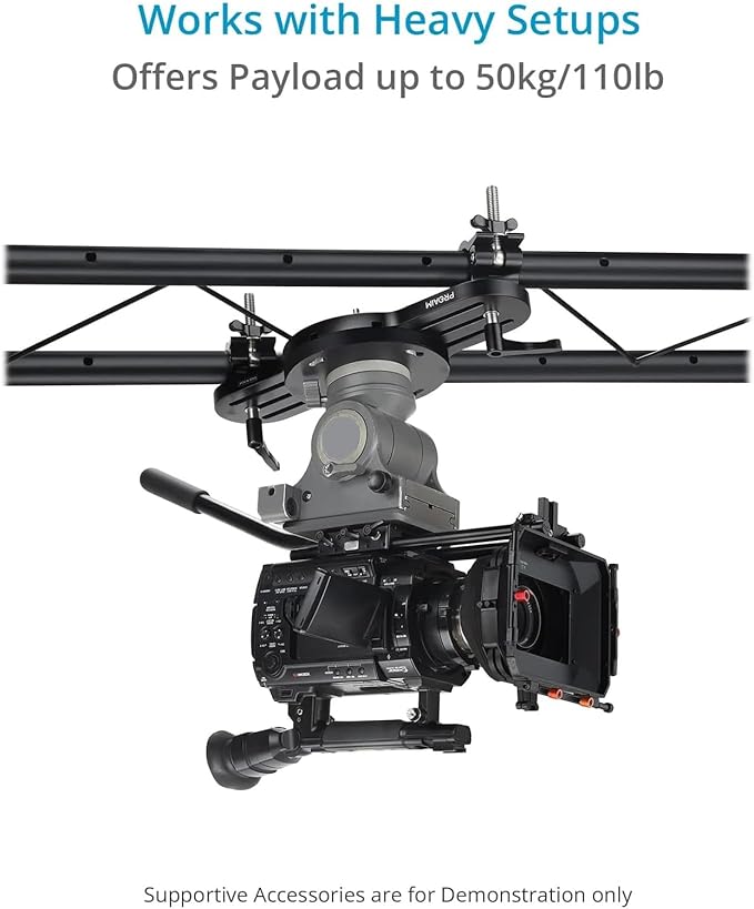 PROAIM Truss/Scaffold Connection Plates – Mitchell Mount. Rigging Adapters for Overhead Shots. for Wall Spreader Rod/Poles/Grids. 360° Swivel Clamps, Robust & Secure - 50kg Payload