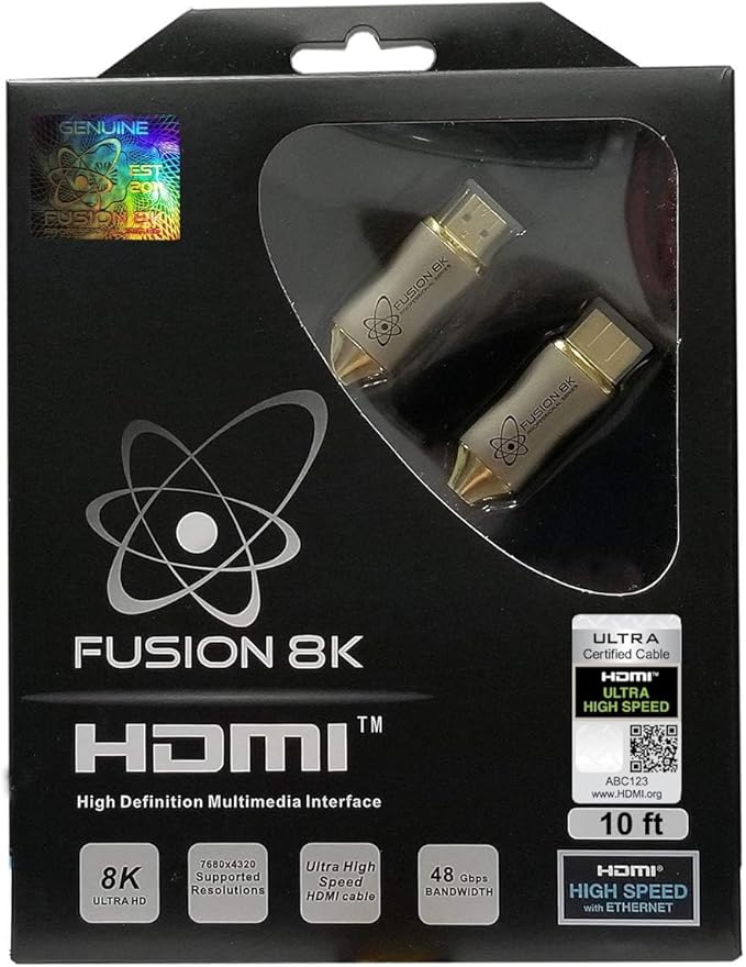 HDMI 2.1 Certified Cable Supports 10K 8K @60Hz and 4K @120Hz Compatible with All TVs, BluRay, Xbox Series X, PS5 (10 Feet)