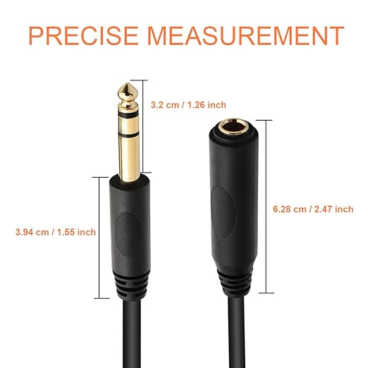 Tisino 1/4 Extension Cable 10 ft, Headphone Extension Cable Quarter inch TRS Male to Female Stereo Guitar Extension Cable Cord