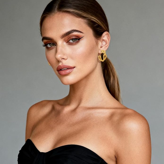 Gold and Silver Mixed Metal Clip-On Earrings Two Tone Clip-On Earrings Chunky Twist Open Hoops Earring Fashion Jewelry