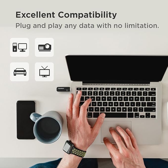 GIGASTONE V30 128GB USB 2.0 Flash Drive 2-Pack, Capless Retractable Design Pen Drive, Carbon Fiber Style, Reliable Performance & Durable