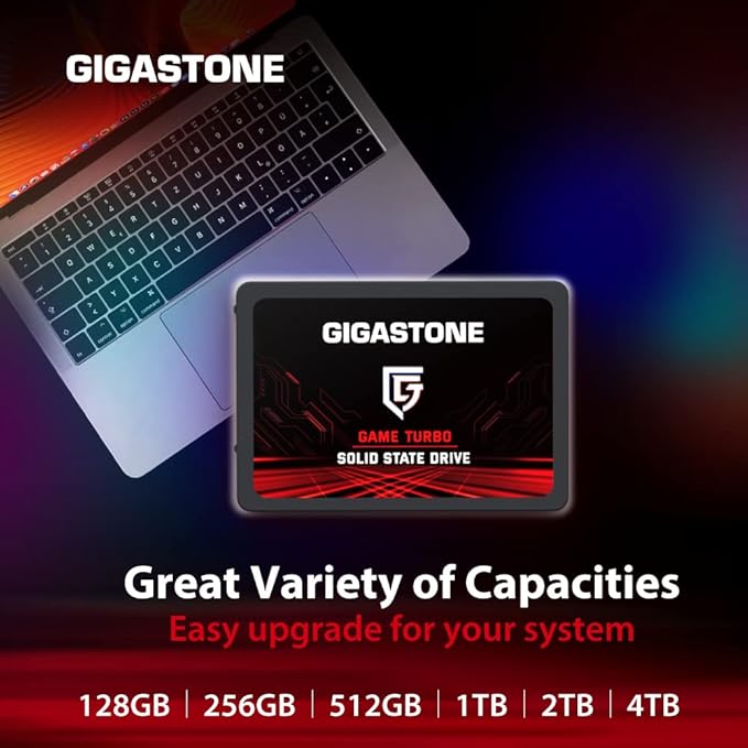 Gigastone SATA SSD 128GB (2-Pack) 2.5 inch SSD 520MB/s Upgrade Laptop PC Memory and Storage PS4 HDD Replacement 2.5" Internal Solid State Hard Drives SATA III SLC Cache 3D NAND Game Turbo Performance