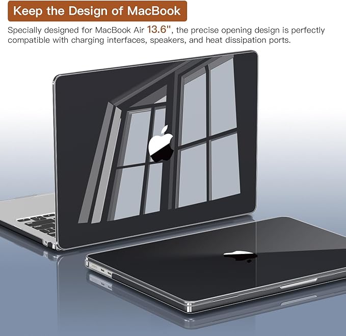 CISSOOK Hard Shell Case for MacBook Air 13.6inch A2681 M2 A3113 M3 Chip 2022-2024, Crystal Black, Includes Keyboard Cover, Screen Protector, Adapter & Camera Cover