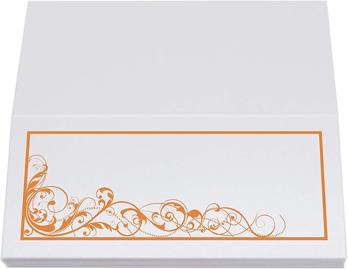 Scribble Vintage Swirl Place Cards, Orange (Choose Color), Set of 25, Pre-cut and Scored - Wedding, Party, Dinner, and Special Events - Made in the USA