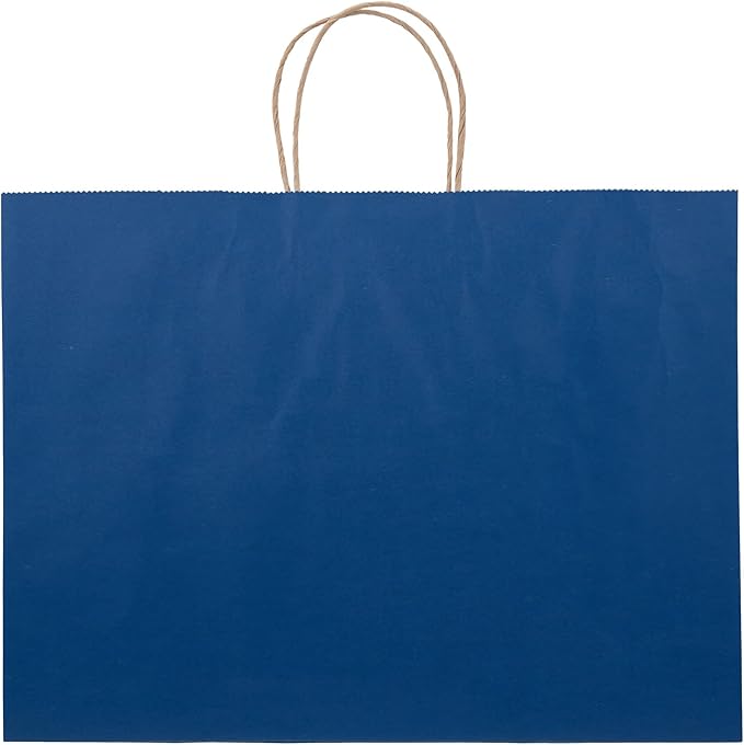 70Pcs Paper Bags with Handles 16x6x12 inch, Large Recycled Kraft Paper Bags Bulk for Shopping, Wedding,Business, Retail, Boutique, Party, Grocery, Party Favor - Navy Blue