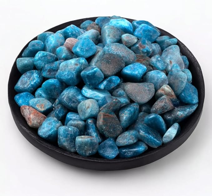 Polished Blue Apatite Crystal Chips Set, 128 Pcs 0.4" inches - Handpicked Tumbled Stones and Crystals Bulk for Healing, Reiki, Meditation, Witchcraft and Home Decor