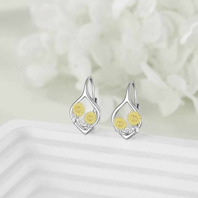VONALA Flower Earrings for Women 925 Sterling Silver Rose/Lotus/Scottish Thistle/Tulip/Lilac/Mushroom/Pineapple Dangle Drop Earrings Flower Jewelry Gifts for Women Girls Birthday Gifts