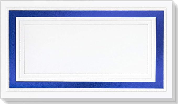White Cover Stock Place Cards with Dark Blue Foil Border, 200-Pack